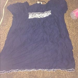 navy blue shirt with lace like material